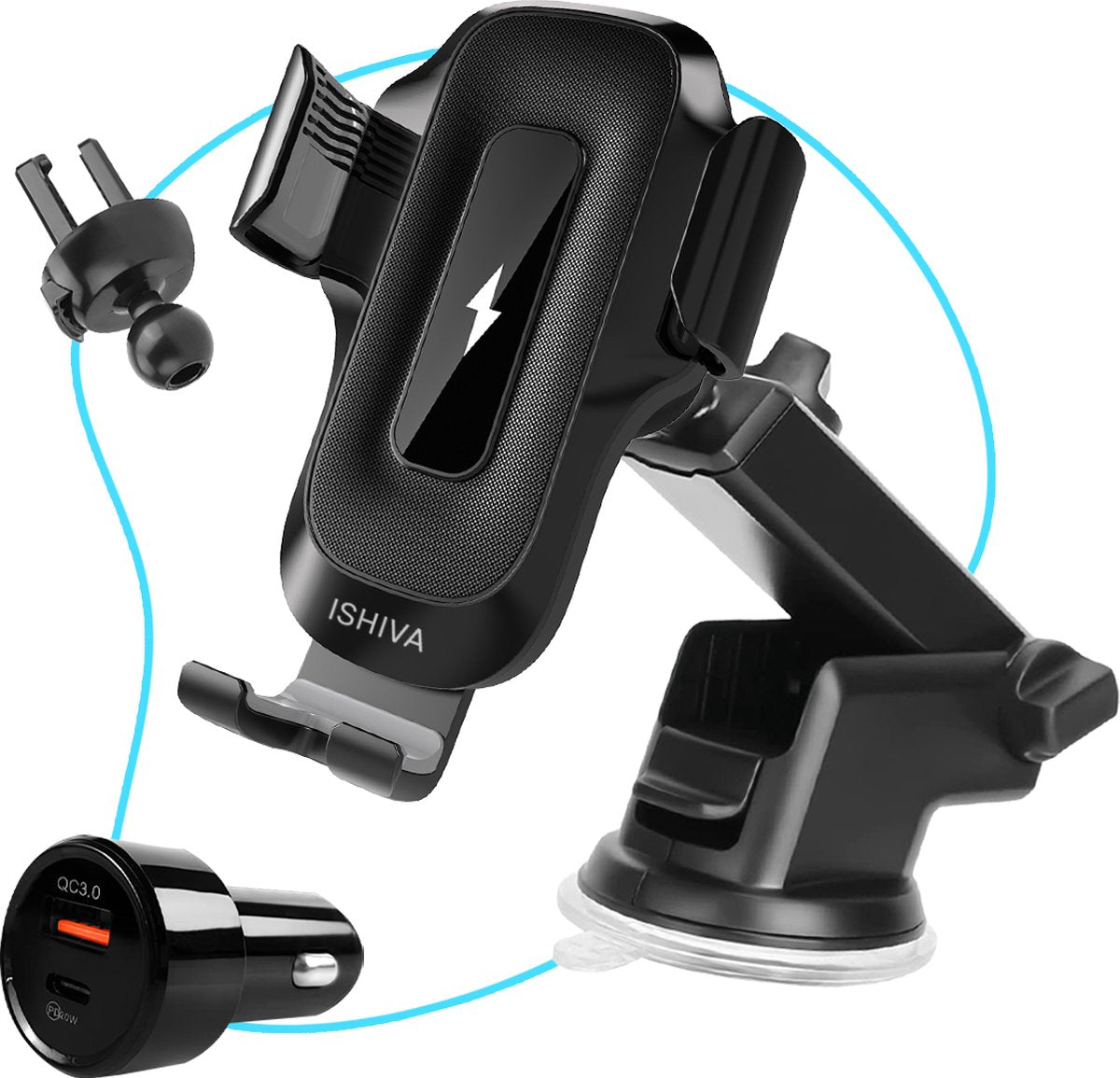 ISHIVA® Telefoonhouders Auto met Qi Draadloze Oplader