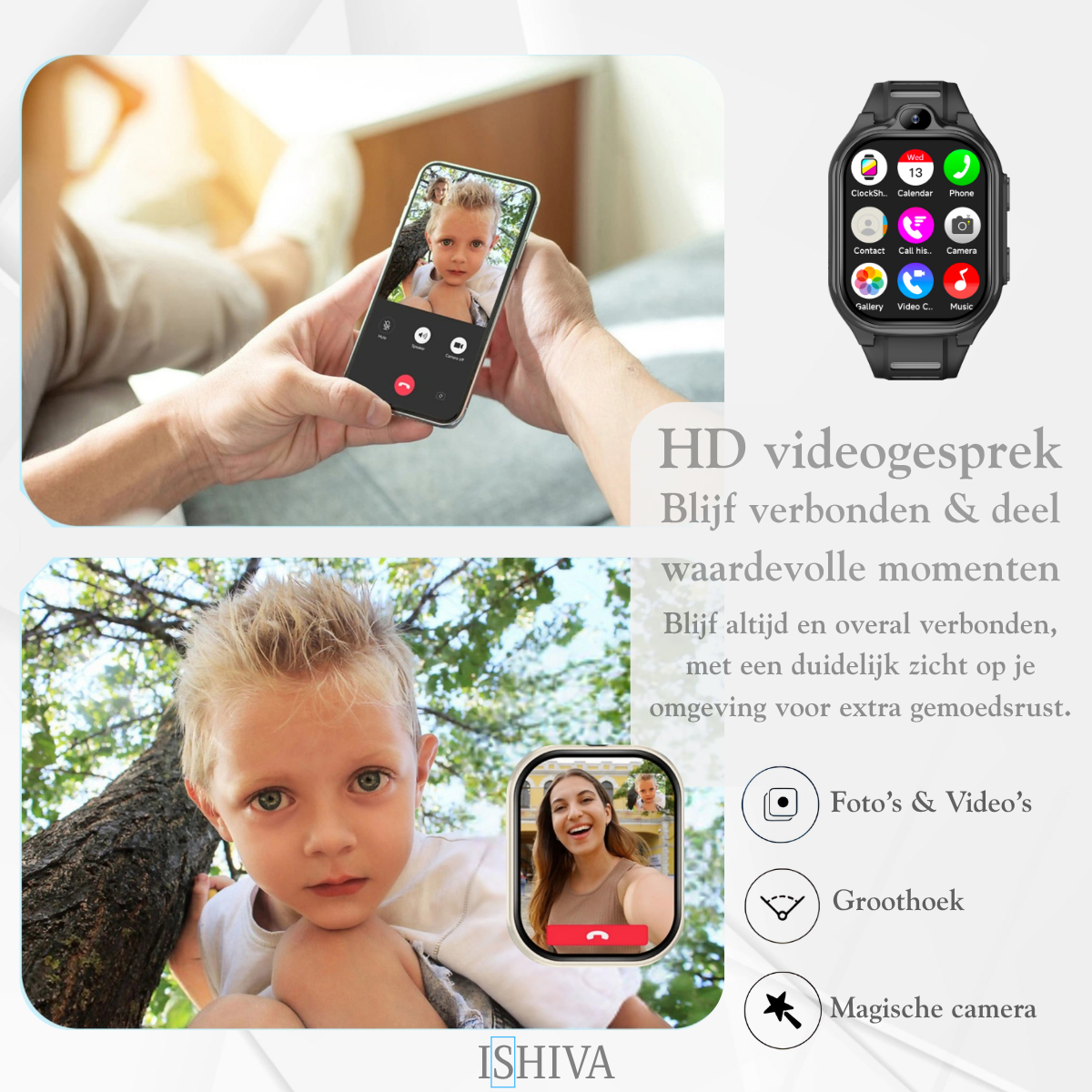 ISHIVA® PRO Smartwatch Kinderen - GPS Horloge Met Simkaart (4G GPS)