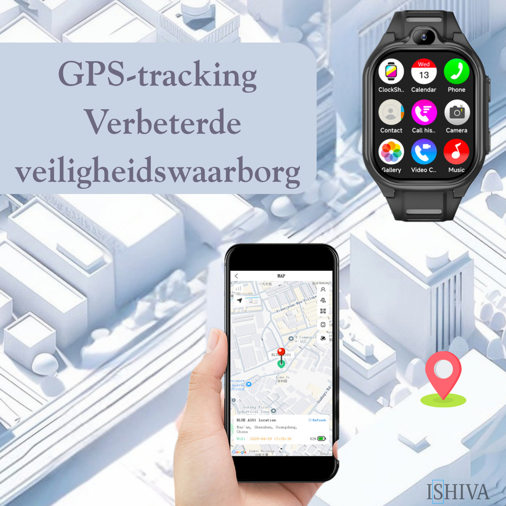 ISHIVA® PRO Smartwatch Kinderen - GPS Horloge Met Simkaart (4G GPS)