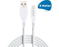 ISHIVA Kabel - Lightning USB Kabel - Oplaadkabel - Snellader - USB Kabel - Wit - 2 meter