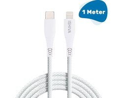 ISHIVA Kabel - USB-C naar Lightning Kabel - USB C Kabel - Snellader - Oplaadkabel - Wit - 1 meter
