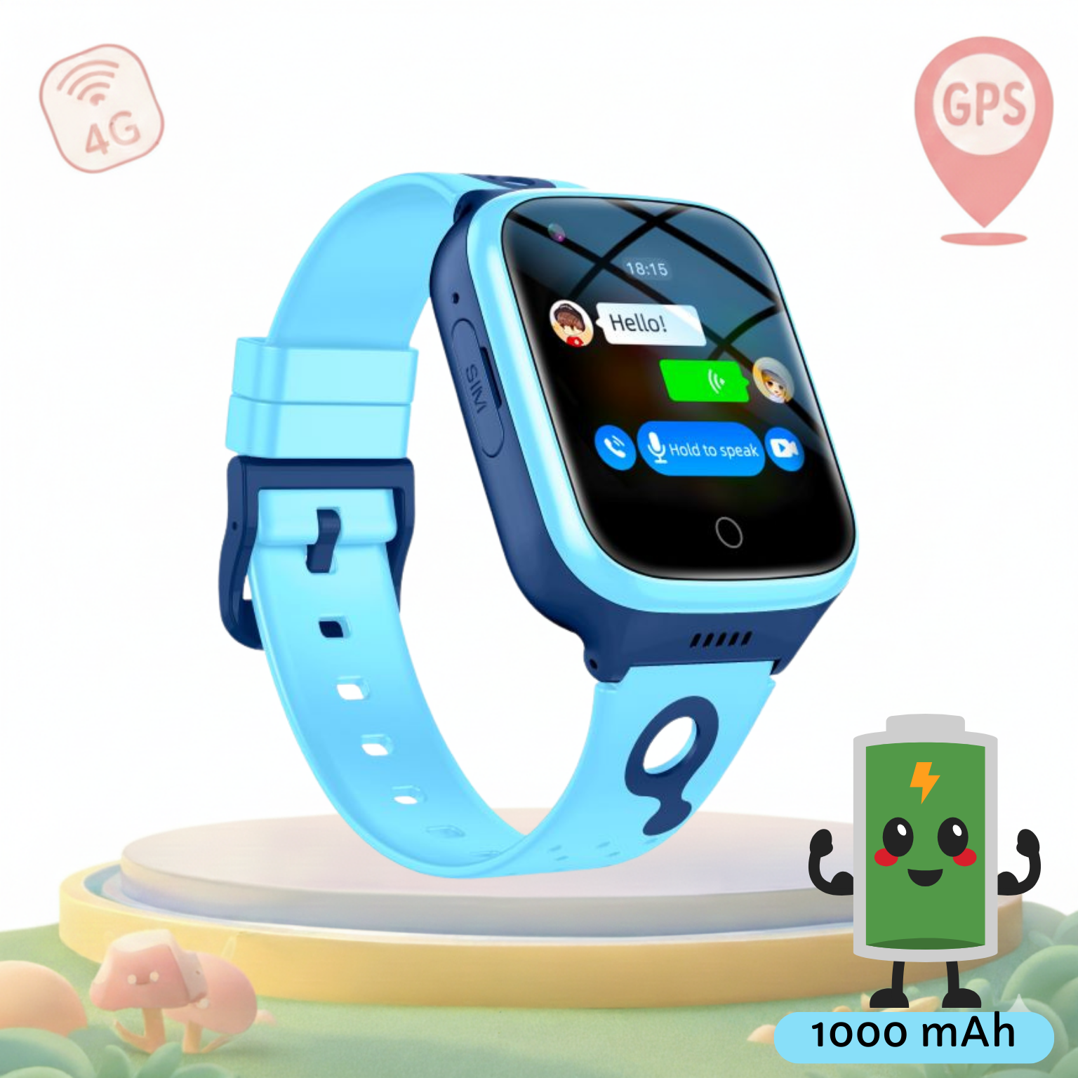 ISHIVA® GPS Horloge Kind Geschikt voor Simkaart (4G GPS)