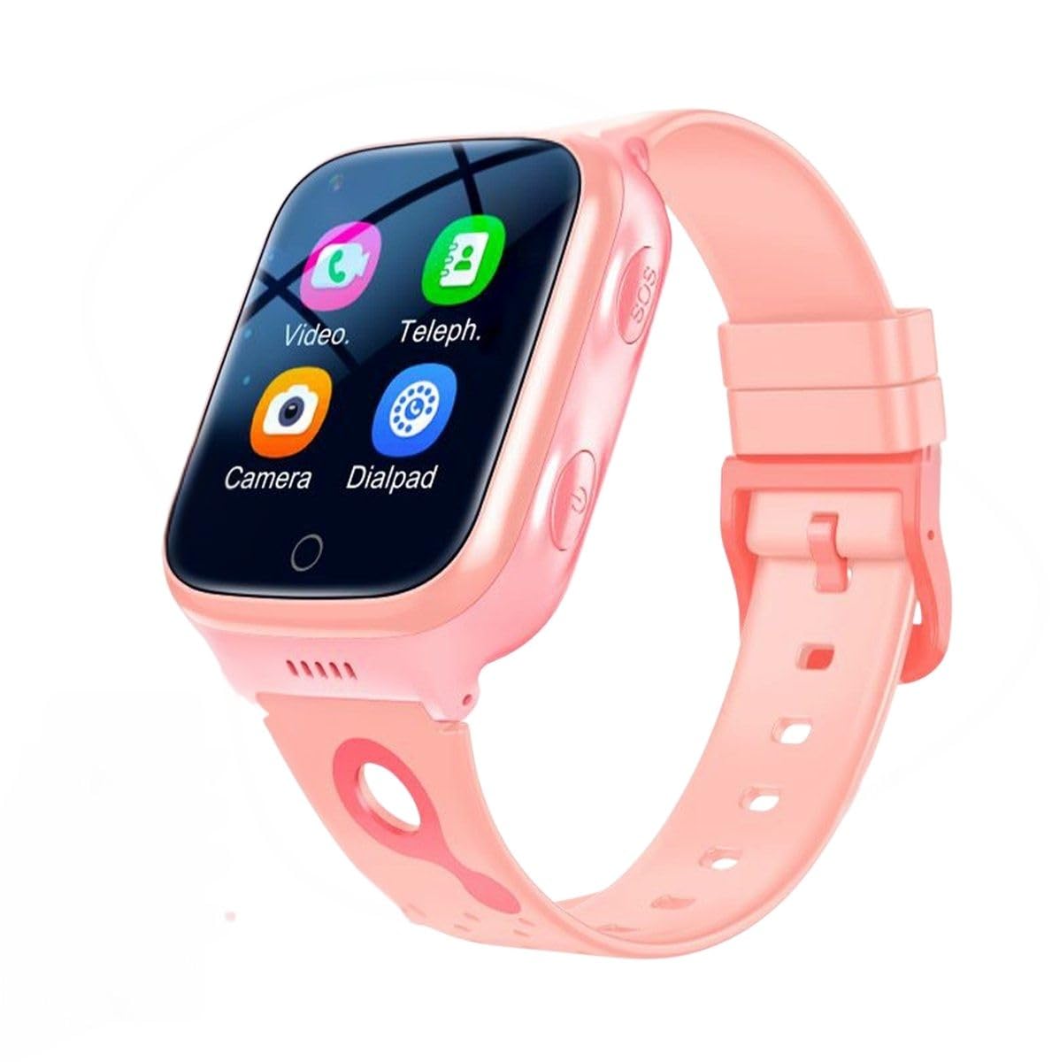 UFUZON Ishiva Kids Smartwatch with 4G GPS Tracker and Phone IPX7 Waterproof, 1.44 Inch HD Display for Girls and Boys with Video Calling, WIFI, SMS, SOS, Bluetooth, Alarm Clock, Fitness, Pink.