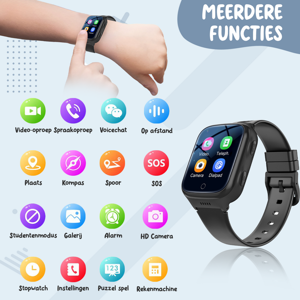 ISHIVA® GPS Horloge Kind Geschikt voor Simkaart (4G GPS)