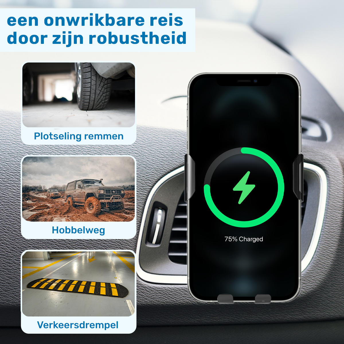 ISHIVA® Telefoonhouders Auto met Qi Draadloze Oplader