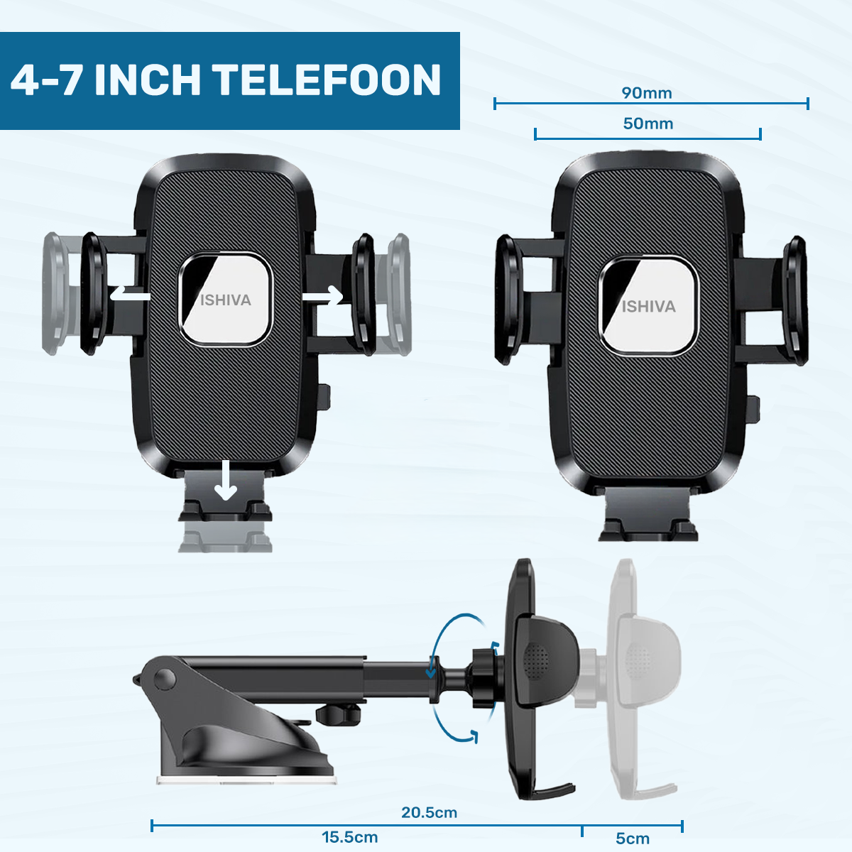 ISHIVA® Telefoonhouders Auto 3 in 1 - 2 jaar Garantie