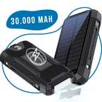 ISHIVA® Solar Powerbank 30.000 mAh – 22,5W Snelladen - Draadloos (Qi)