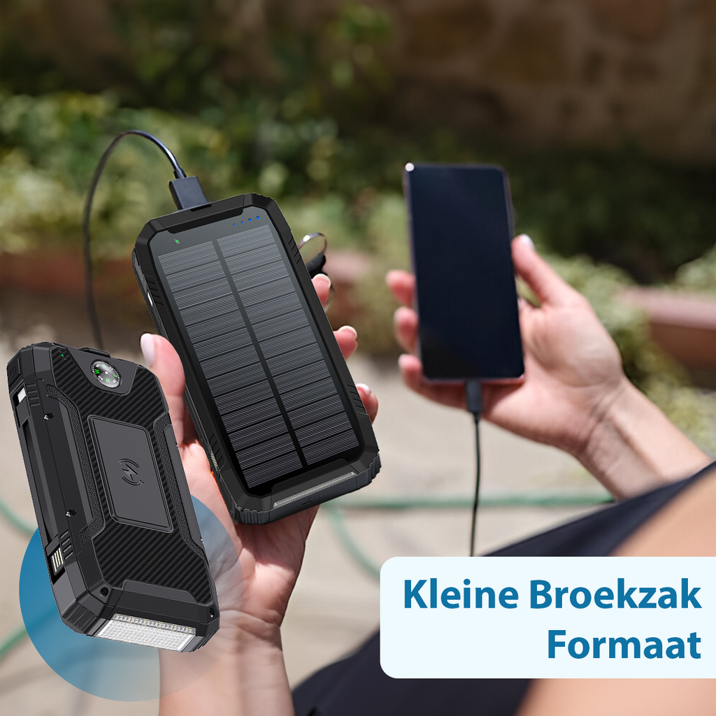 ISHIVA® Solar Powerbank 30.000 mAh – 22,5W Snelladen - Draadloos (Qi)
