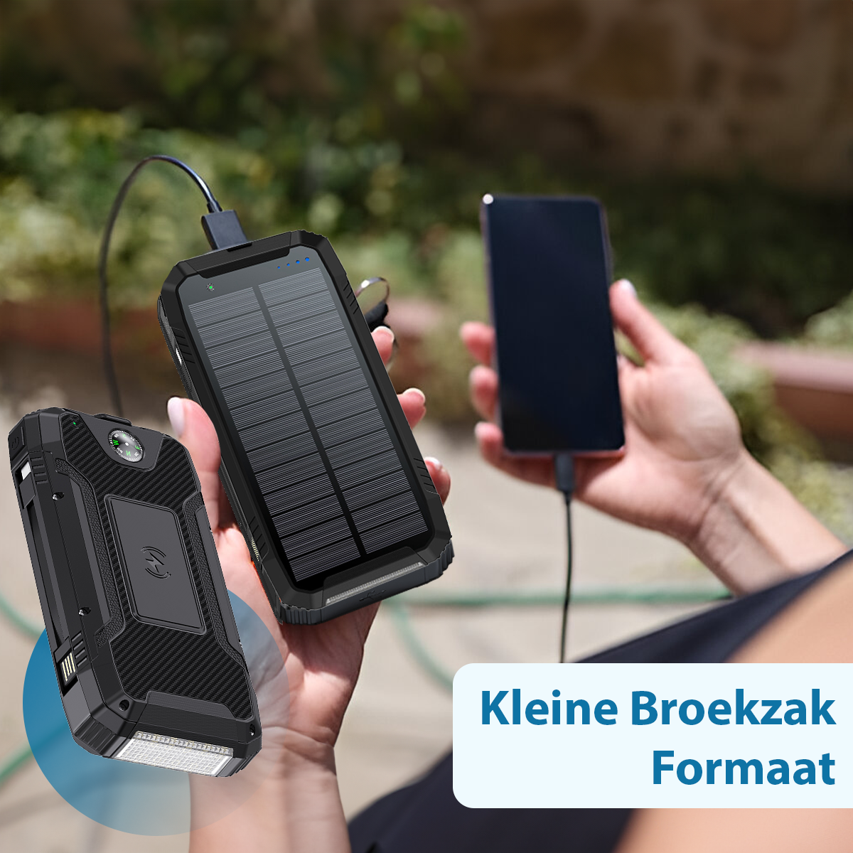 ISHIVA® Solar Powerbank 30.000 mAh – 22,5W Snelladen - Draadloos (Qi)