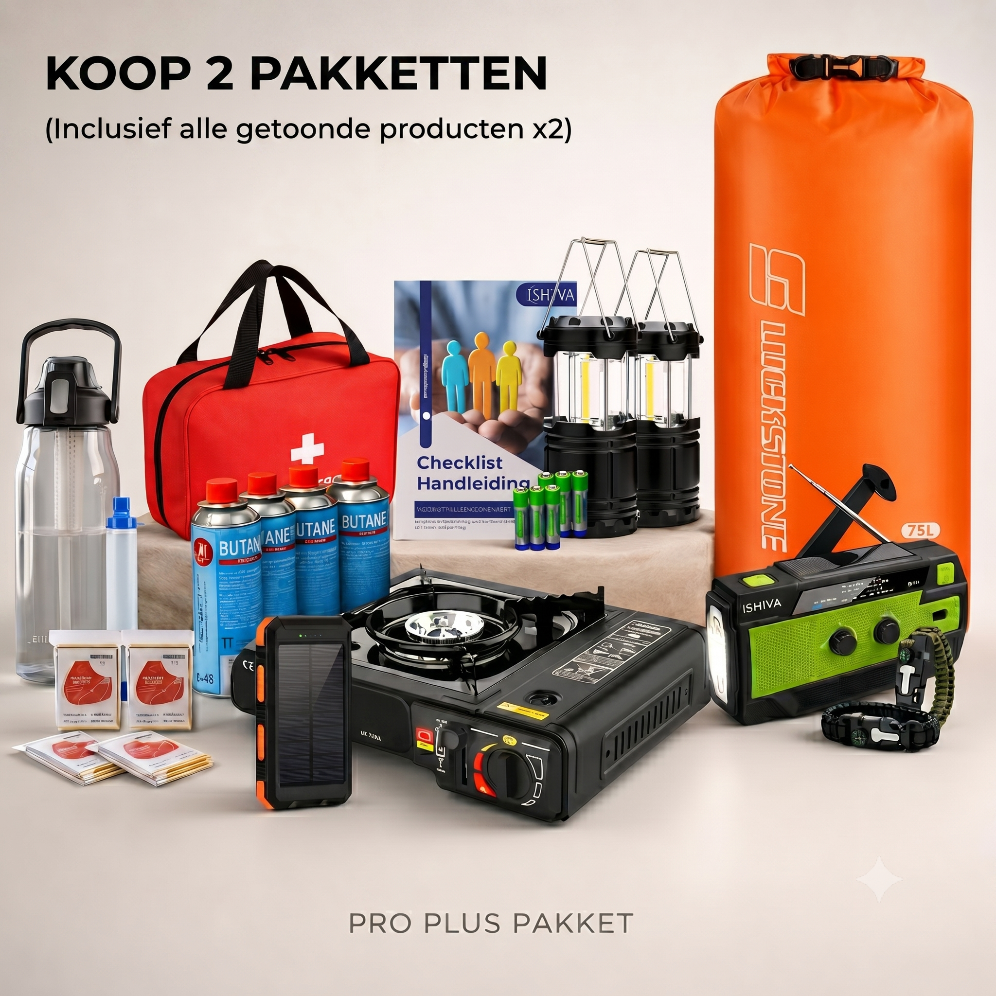 ISHIVA® Noodpakket Pro Plus – Compleet nood- en overlevingspakket