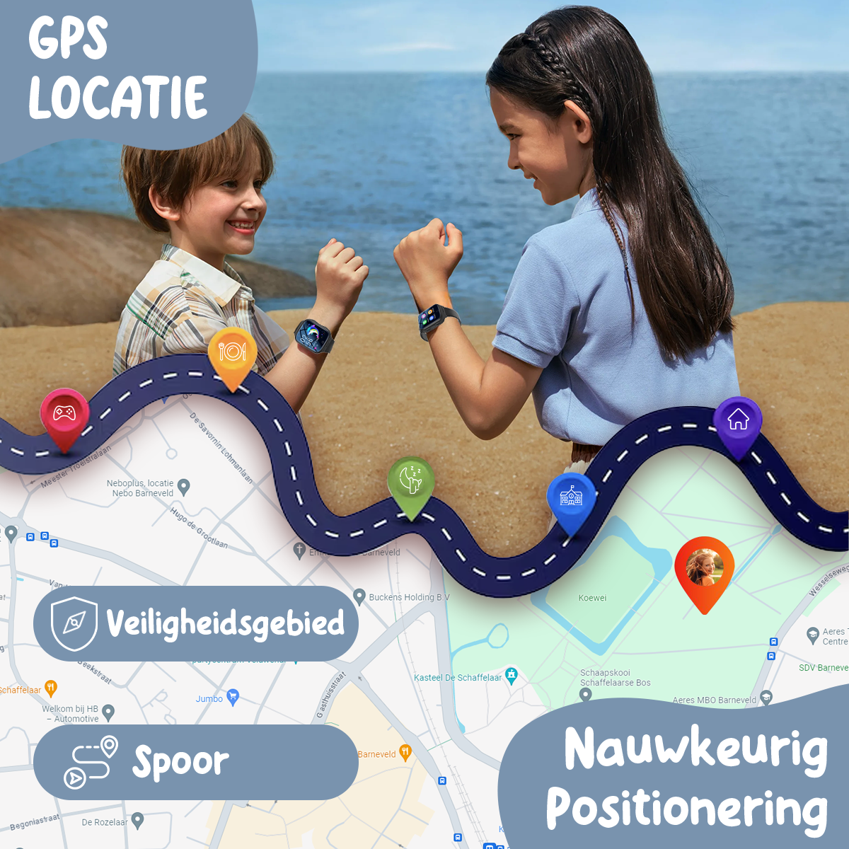 ISHIVA® GPS Horloge Kind Geschikt voor Simkaart (4G GPS)