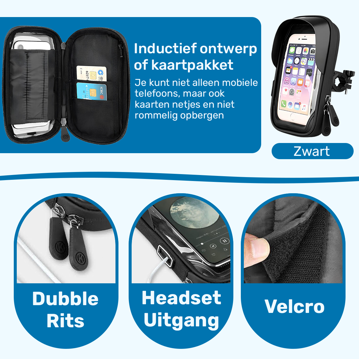 ISHIVA® Fiets,Scooter en Motor Telefoonhouder - 360° Rotatie