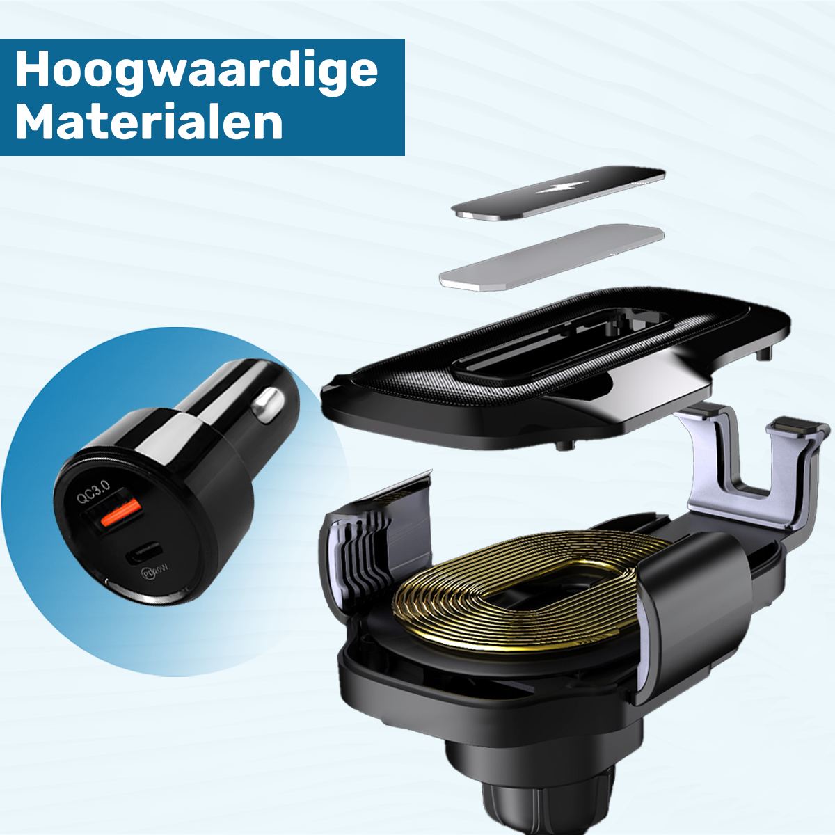 ISHIVA® Telefoonhouders Auto met Qi Draadloze Oplader