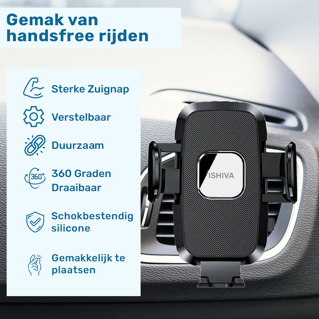 ISHIVA® Telefoonhouders Auto 3 in 1 - 2 jaar Garantie