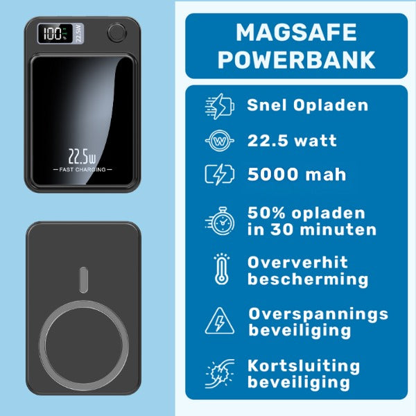 ISHIVA® MagSafe Powerbank 10000 mAh - 2 jaar Garantie
