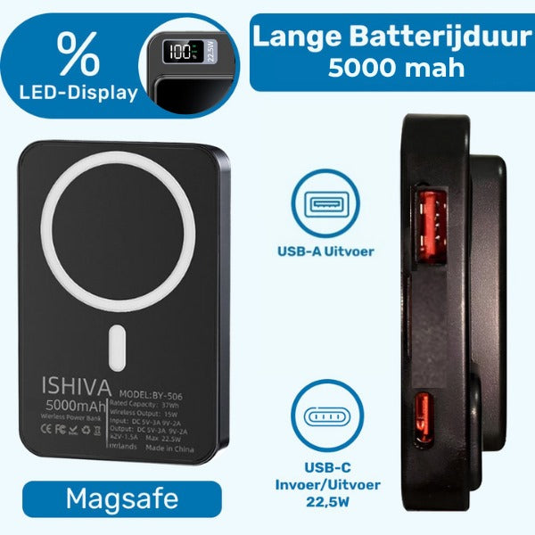 ISHIVA® MagSafe Powerbank 10000 mAh - 2 jaar Garantie
