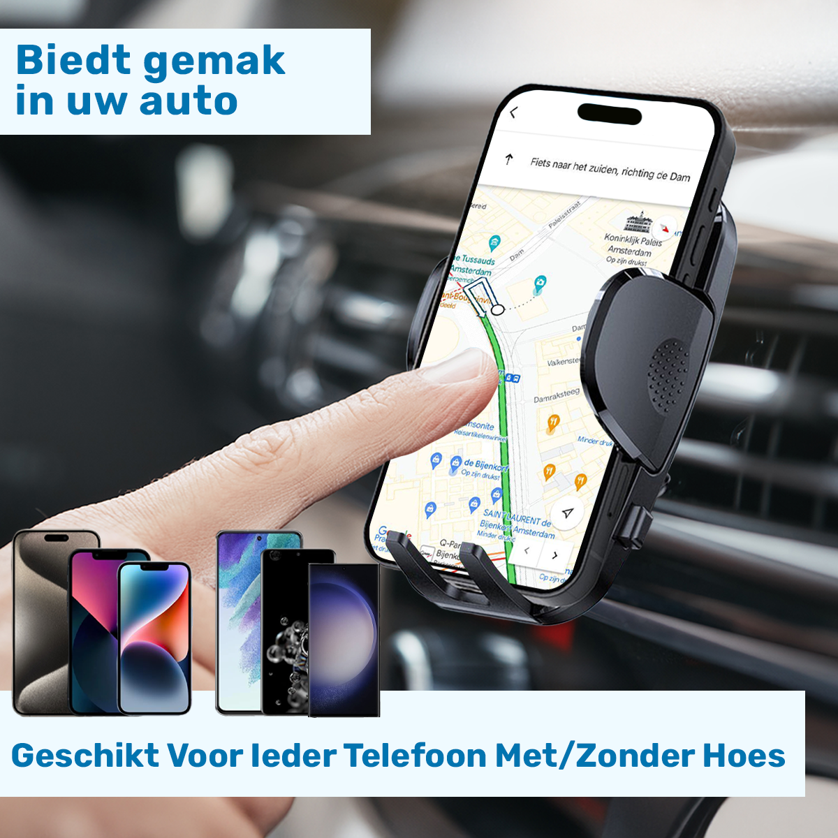 ISHIVA® Telefoonhouders Auto met Qi Draadloze Oplader