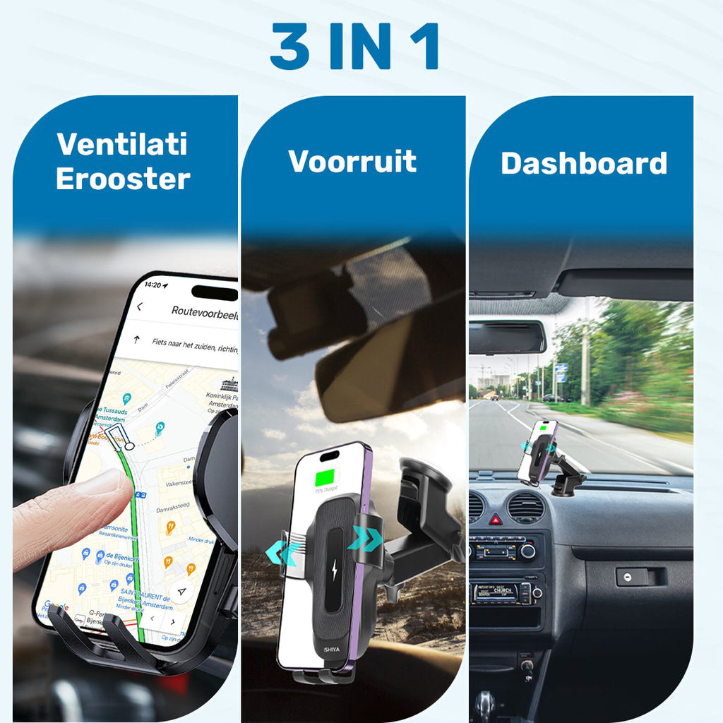ISHIVA® Telefoonhouders Auto met Qi Draadloze Oplader