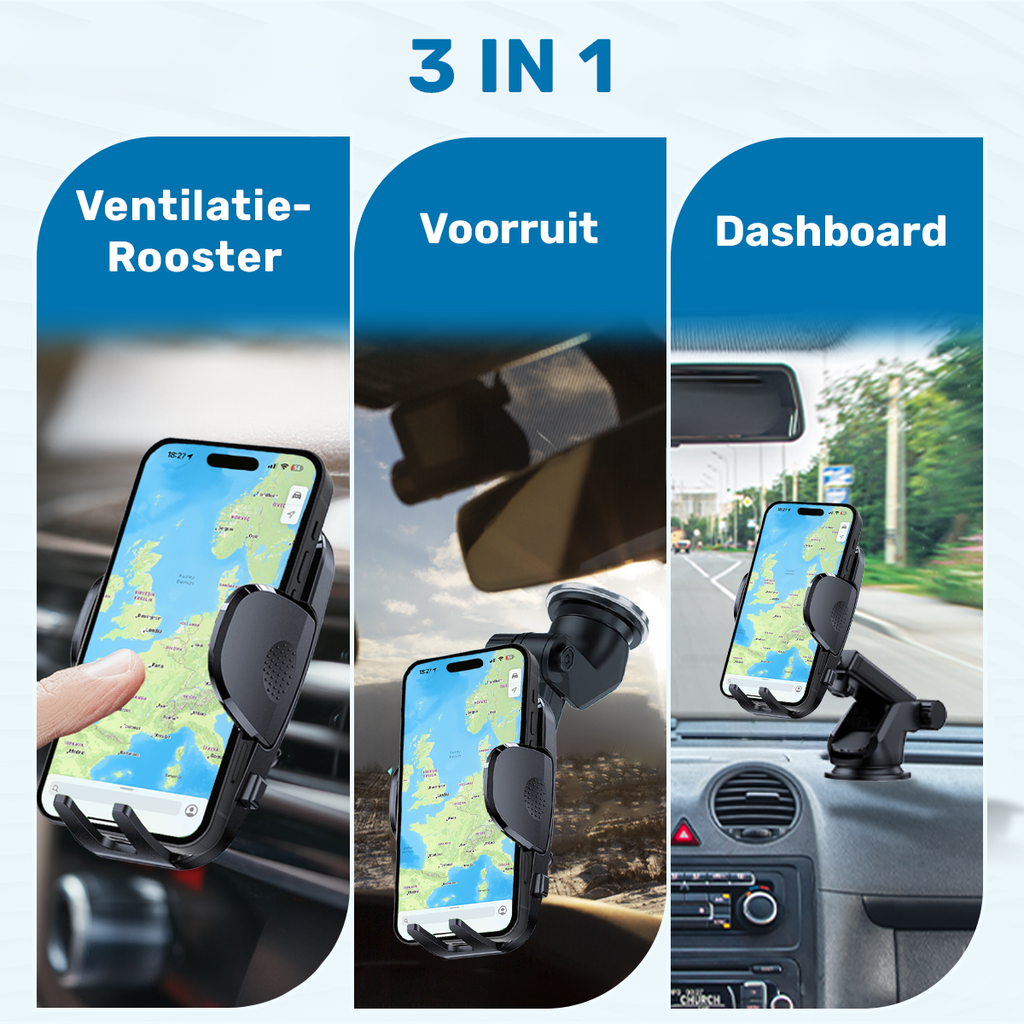 ISHIVA® Telefoonhouders Auto 3 in 1 - 2 jaar Garantie