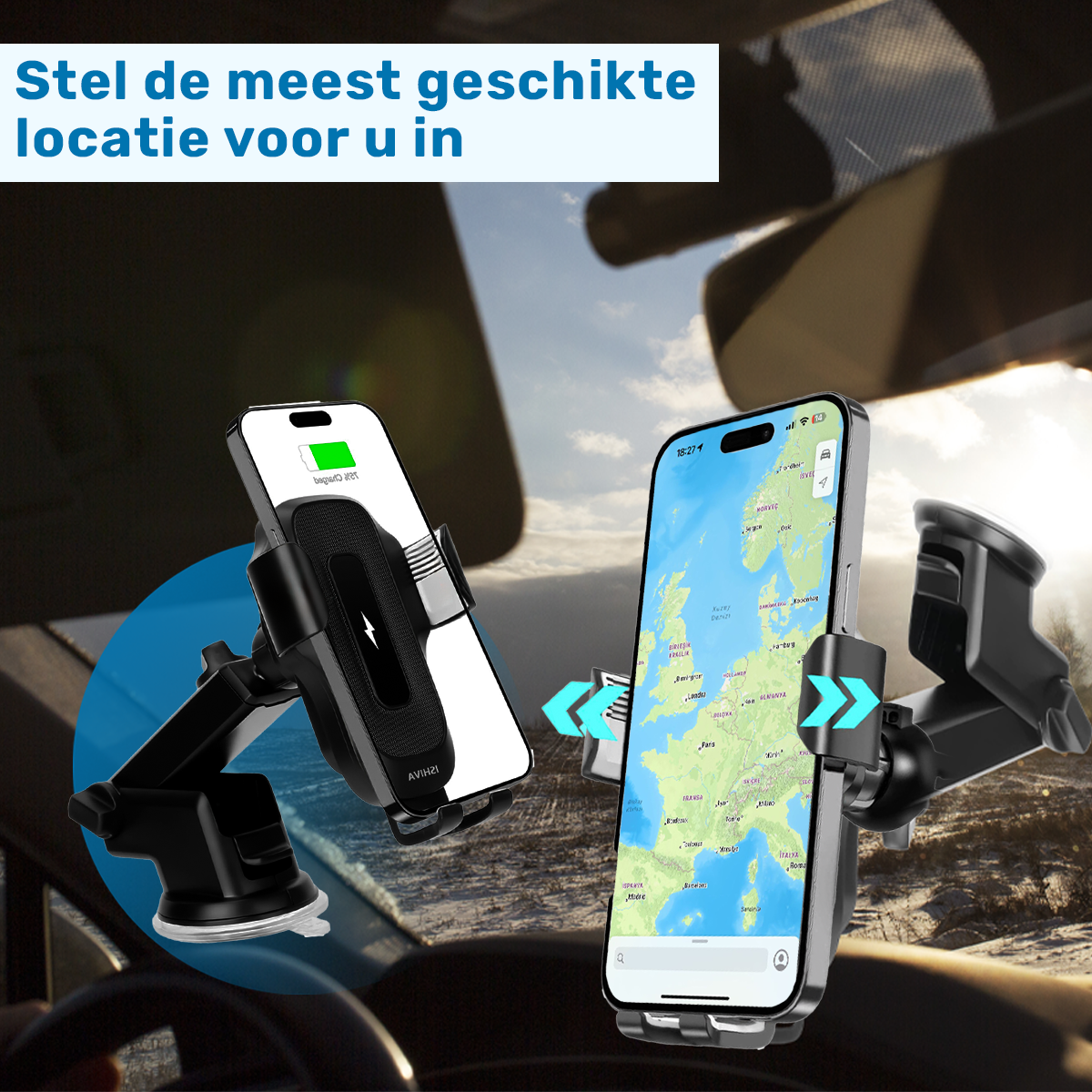ISHIVA® Telefoonhouders Auto met Qi Draadloze Oplader